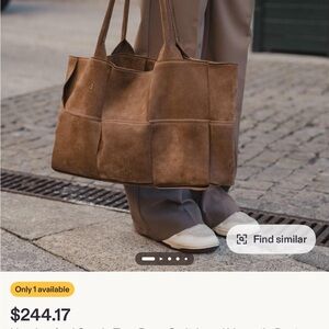 Brown suede Tote Bag